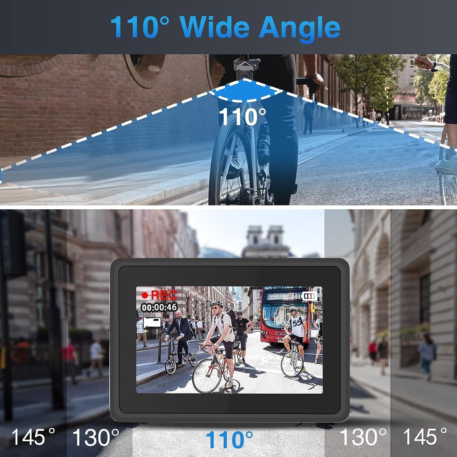 साइकिल कैमरा सेट - देखने का कोण 110 डिग्री