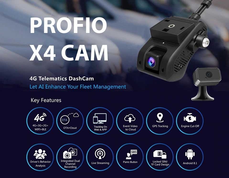 जीपीएस के साथ डुअल क्लाउड कार कैमरा सिस्टम प्रोफियो एक्स4