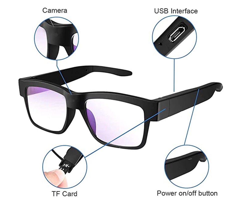 मोबाइल में ऐप के जरिए वाई-फाई चश्मे में कैमरा - फुल एचडी