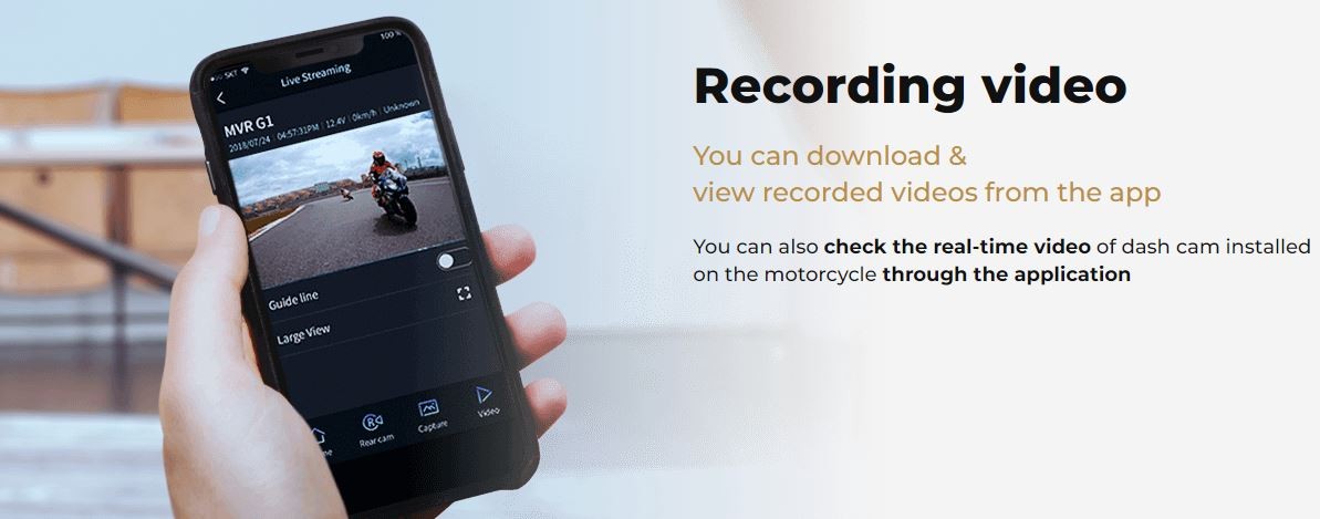 मोटरसाइकिल कैमरा - क्लाउड रिकॉर्डिंग एप्लिकेशन